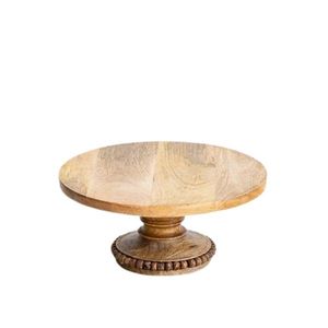 Support à gâteau en bois artisanal, plateau rond rustique en bois pour desserts, fruits, présentoir, service de mariage, fête, boulangerie - Product Image 2
