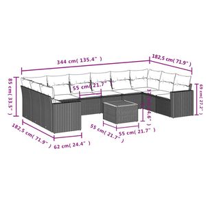 Ensemble de canapés de jardin noirs avec coussins, résistant aux UV, en rotin PE, mobilier d'extérieur au design contemporain, imperméable, pour usage en extérieur - Product Image 3
