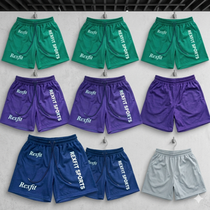 กางเกงขาสั้นออกกำลังกายผู้ชาย REXFIT SPORTS ลายเปลวไฟ กางเกงวิ่งฟิตเนส รับผลิตโลโก้ กางเกงกีฬา น้ำหนักเบา - Product Image 5