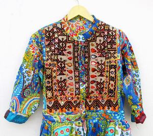 ชุดเดรสยาวสำหรับผู้หญิงชุดเดรสแขนยาวผ้าฝ้ายอินเดียพิมพ์ลายแนววินเทจ - Product Image 5