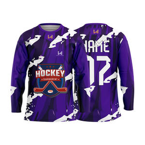 Camisetas de Hockey sobre Hielo Personalizadas Sublimadas, 100% Poliéster, Unisex, Elásticas en Cuatro Direcciones, Transpirables, que Absorben la Humedad y de Secado Rápido - Product Image 3