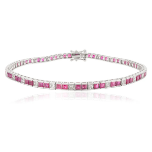 Gold <b>Ruby</b> Diamond Fashion Tennis <b>Bracelet</b> - Product Image 1