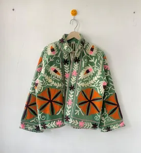Handmade Reversible Floral Suzani <b>Velvet</b> Embroidered Cotton Lining <b>Jacket</b> <b>Women</b> | Boho Indian Ethnic Winter Wholesale No Closure - Product Image 2