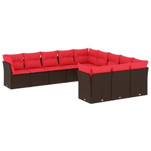 Juego de sofás de patio de ratán sintético marrón de 11 piezas con cojines, elegante colección de muebles para exteriores - Product Image 2
