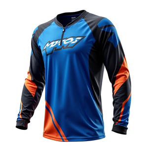 Jersey de Motociclismo de Manga Larga para Hombre, Azul y Naranja, de Secado Rápido, Ropa de Carreras, Camiseta de Carreras para Adultos, Jersey de Motocross para Todas las Temporadas - Product Image 2
