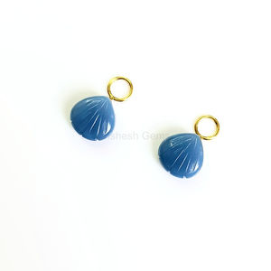 Vente en gros de perles de pierres précieuses sculptées en forme de coquille d'opale bleue naturelle de qualité supérieure, bijoux personnalisés en argent sterling 925 pour femmes - Product Image 1