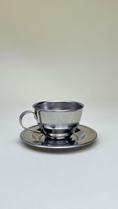 Royal Design Stainless Steel <b>Cup</b> And <b>Saucer</b> Set For Premium Home Kitchen Collection And Elegant Serving Style - Product Image 1