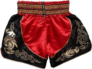 Shorts de Muay Thai pour hommes, rouge, noir, or, brodés, en satin, taille haute, élastiques, respirants, shorts décontractés pour le sport - Product Image 3