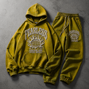 Ensemble deux pièces personnalisé en tricot 100 % coton respirant, survêtement jogger avec impression en relief, style streetwear délavé à l'acide - Product Image 6