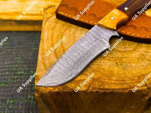 High Quality Damascus Steel Fixed Blade <b>Kitchen</b> & Camping <b>Knife</b> Handmade Razor <b>Sharp</b> DIY ODM with Leather Sheath Bulk - Product Image 4