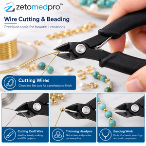 Cortadores de Alambre Pequeños con Resorte, Cortadores Diagonales de Precisión, Herramienta para Joyería de Acero Inoxidable, 5.12 Pulgadas, ZetomedPro - Product Image 4