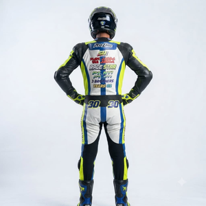 Combinaison de course premium Ramaha pour homme, 1 pièce, en cuir de vache véritable/cuir de kangourou, style MotoCP, combinaison de course sur circuit, niveau de protection 2 - Product Image 2