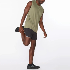 Débardeur de sport homme personnalisé en Spandex/Coton, respirant, séchage rapide, écologique, pour l'été, avec design côtelé et lettres - Product Image 2