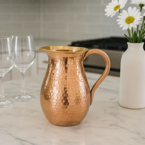 Copper jug set for travel outdoor <b>water</b> serving metal set with <b>glasses</b> durable reusable portable drinkware - Product Image 1