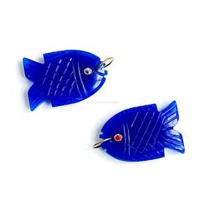 จี้ปลาหยกสีน้ำเงินธรรมชาติ เงินแท้ 925 ทำมือ ประดับพลอยรูปปลา สร้อยคอแกะสลักด้วยมือ เครื่องประดับคริสตัลบำบัด - Product Image 5