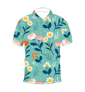 Polo à imprimé floral bleu sarcelle pour hommes, chemise de golf décontractée à manches courtes, mode été - Product Image 1