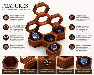 Meuble de rangement pour montres en bois Manhalstore (marron, capacité 1000 montres) – Organisateur de table écologique et durable pour la décoration intérieure - Product Image 4