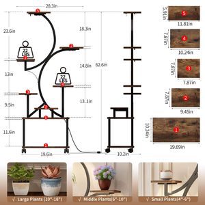 Scaffale a 8 livelli per piante da 62 pollici di altezza con luci per coltivazione indoor per angoli - Product Image 6