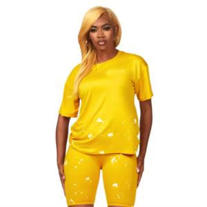 Conjunto de Shorts de Verano Personalizables para Mujer, Camiseta y Pantalones Cortos de Alta Calidad, Conjunto de 2 Piezas, Color Sólido, Estilo Deportivo y Casual - Product Image 1