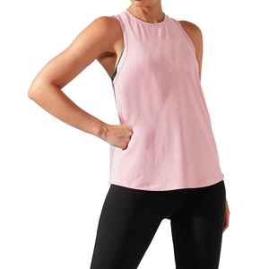 Camiseta sin Mangas para Mujer, Color Sólido, Cuello Redondo, Tejida, Transpirable, Informal, Rosa, con Logotipo Frontal, 100% Poliéster - Product Image 5