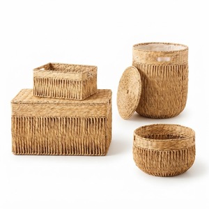 Natural Woven Water Hyacinth Basket Handmade <b>Storage</b> Basket Decorative Home Organizer Wholesale Factory In Vietnam - Product Image 2