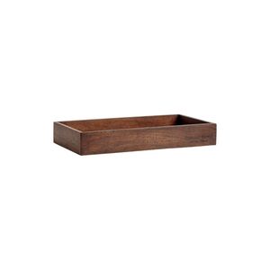 Luxury Carved Wood Tray <b>Set</b> Rectangular Dark Walnut Finish Decorative <b>Serving</b> Trays with Cutout Handles for Kitchen Ottoman Bar - Product Image 6