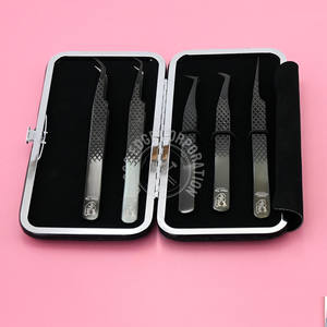 Pince à épiler professionnelle à pointe en fibre 45 pince à épiler d'extension de cils à 90 degrés pince à épiler droite et courbe méga volume - Product Image 6