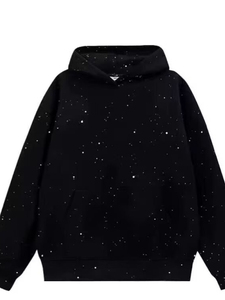2026 Women's Winter Lined Anti-shrink Bling <b>Rhinestone</b> Hoodie Long Sleeve Casual Pullover with Drawstring Hood and Front Pocket - Product Image 2