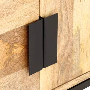 Tavolino da Caffè in Legno di Mango Marrone Massiccio e Acciaio Verniciato a Polvere - Product Image 5