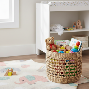 Handmade Natural Water Hyacinth <b>Basket</b> Lightweight Eco Friendly Organizer for Living Rooms <b>Wardrobe</b> Bathroom Home & Garden - Product Image 5
