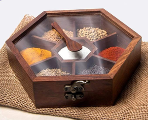Handmade Wood Masala <b>Box</b> Premium Wooden Spice Storage for Kitchen use - Product Image 4