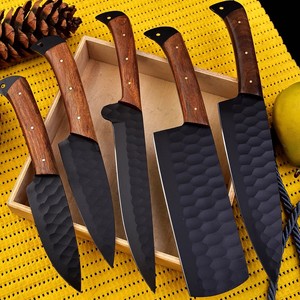 Ensemble de couteaux de chef personnalisé fait main, 5 pièces, en acier carbone 33 couches, lame de 3,9 pouces, bord droit, revêtement poudré, ambidextre, manche en bois - Product Image 5