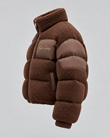 Veste matelassée à capuche bleue pour homme Thorfinn Industry avec doublure en sherpa et logo brodé, manteau décontracté d'hiver, prix de gros