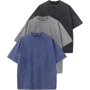 T-shirt en coton uni surdimensionné pour homme, col rond, manches courtes, décontracté, jersey, coupe classique, style régulier - Product Image 2