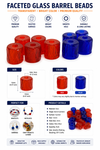 Cuentas de Vidrio Transparente Facetadas en Forma de Barril, en Colores Rojo y Azul, para la Creación de Joyas, Manualidades, Bisutería, Accesorios de Diseño - Product Image 6