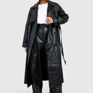 Wholesale 2026 Winter New Belt style Fashion Extended Korean Long leather women's formal Women's Coat - Product Image 1