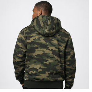 Custom Men’s Camo Zip Up Hoodie Heavyweight Camo Hoodies Streetwear OEM Manufacturer Camouflage Hooded <b>Jacket</b> 2026 - Product Image 4