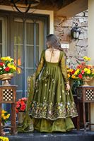 Completo Set Anarkali Sharara in Seta Croccante con Ricami Multicolore di Paillettes, Taglie dal 34 al 46, Alta Qualità, Catalogo all'Ingrosso