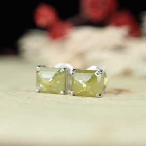 Real 18K Gold Plated 925 Sterling Silver Square Zircon CZ <b>Stud</b> Earring with Four Claws Design for Party Fashion Jewelry - Product Image 2