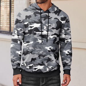 Modern Style Men's <b>Hoodie</b> <b>Polyester</b> Cotton Knitted Streetwear Pullover with Kangaroo Pocket and Color Block Plain Dyed - Product Image 3