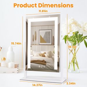 Controllo Touch intelligente 360 rotazione di 10X specchio per il trucco illuminato con ingrandimento a LED 3 colori di illuminazione luminosità dimmerabile specchio per vanità - Product Image 3
