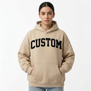 Sweat à capuche personnalisé OEM pour femme, grandes lettres, impression sérigraphique, logo personnalisé, coupe oversize, épaules tombantes, en molleton de coton, décontracté, sans cordon - Product Image 4