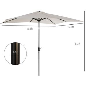 Ombrellone da Esterno Bianco 9 x 7 piedi con Manovella, Luci LED Solari e Pulsante di Inclinazione per Terrazza, Piscina e Uso Commerciale - Product Image 3