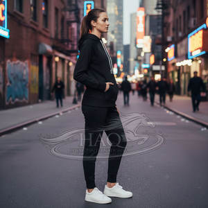 Sweat à capuche unisexe zippé en molleton de coton épais, coupe oversize, style streetwear uni, personnalisable avec logo, veste zippée intégrale - Product Image 6