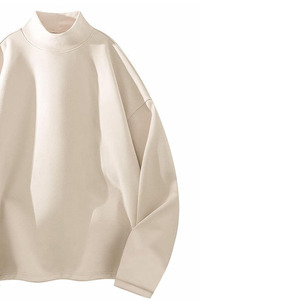 T-shirt basique à col montant pour femme, manches longues, coupe ajustée, confortable, uni - Product Image 2