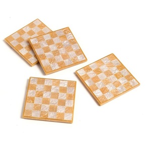 Attractive Pattern Mother Pearl Inlay Handmade Eco-Friendly <b>Square</b> Coasters Set-Modern Style Multi-functional Mats Pads - Product Image 6