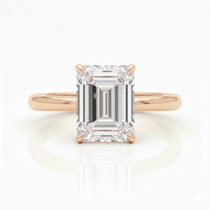แหวนหมั้นเพชรทรงเหลี่ยมมรกต 9K โรสโกลด์ เพชรเลี้ยงในห้องปฏิบัติการ รับรองโดย IGI แหวนแต่งงานทันสมัย ชุบทอง สำหรับผู้หญิง - Product Image 1