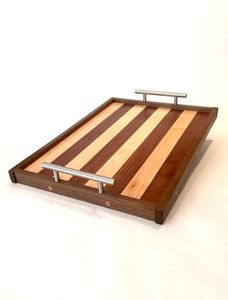 Handmade Wooden Rectangle Serving Tray Natural Mango Wood Breakfast Tray for Home Hotel Restaurant - Product Image 1