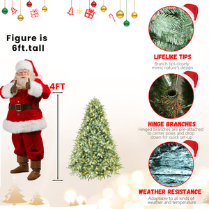 Albero di Natale Artificiale Blu-Verde da 120 cm con 592 Rami Misti in PE/PVC, 150 Luci LED Bianco Caldo su Filo di Ferro con Memoria, Dimensioni 300 cm - Product Image 2