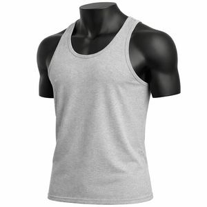 Custom <b>Mens</b> Blank Tank Top Sleeveless Gym Shirt Polyester Knitted Breathable Quick Dry Eco-Friendly Fitness <b>Singlet</b> OEM - Product Image 1